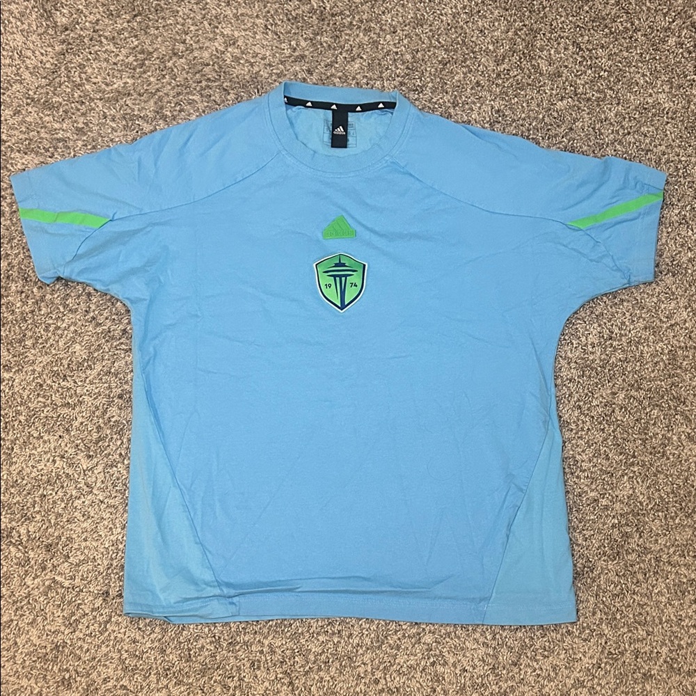 Seattle Sounders Adidas Light Blue Tee with Green Details